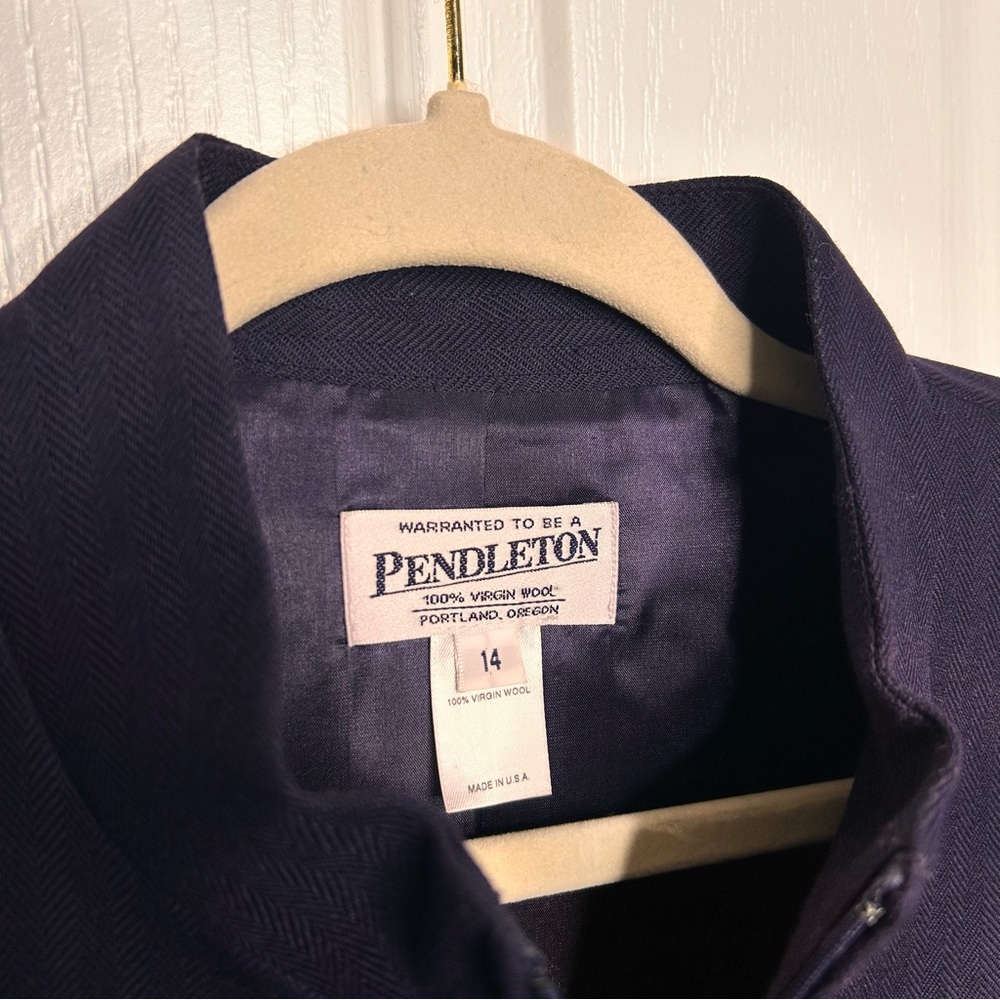 Pendleton Blue Wool Blazer Jacket 14 Zip Mandarin… - image 5